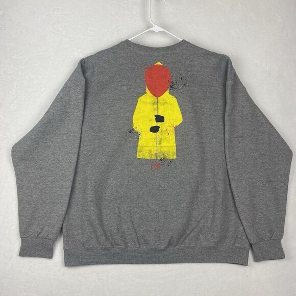 IT Pennywise Horror Movie Graphic Sweater Mens Extra Large Gray Sweatshirt - Picture 1 of 7